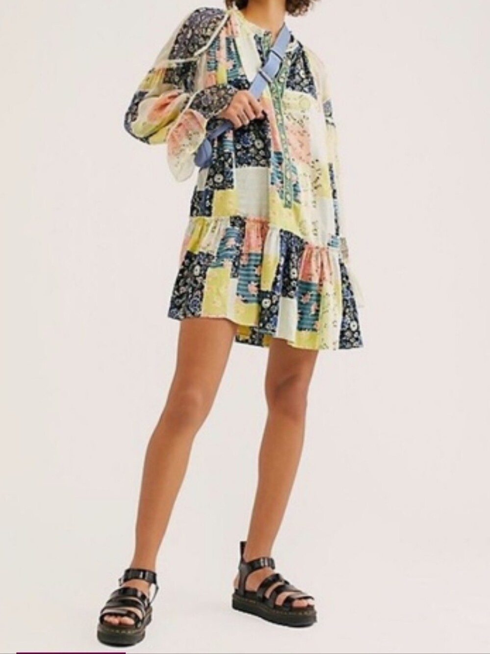 Free People Patch Made In Heaven Floral Mini Dress in Blue, Yellow, Pink